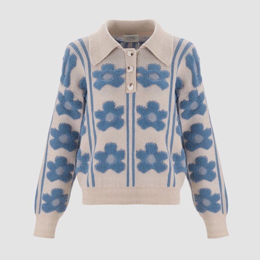 NWOT Cider Floral Polo Sweater